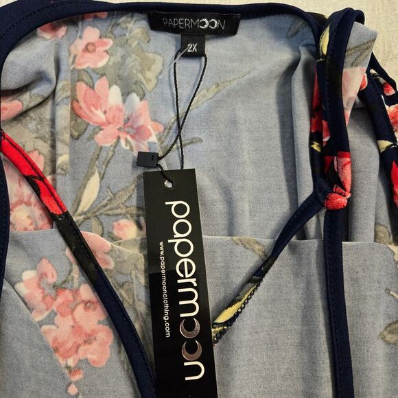 Papermoon Stitch Fix Basima Strappy Back Knit Navy P2XL Floral Tank Whimsygoth - Picture 6 of 9